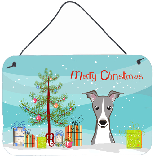 Christmas Tree & Italian Greyhound Wall or Door Hanging Prints