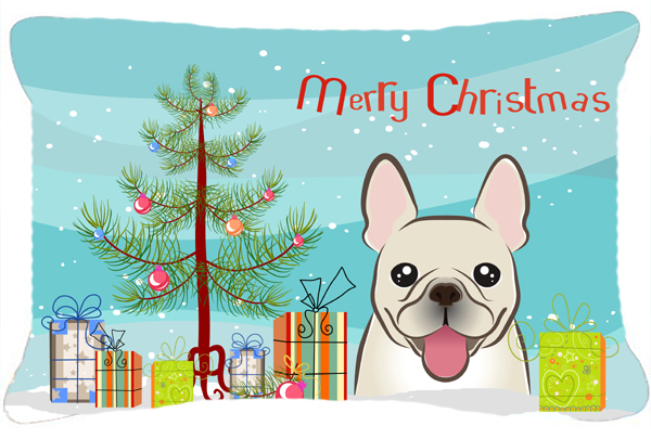 Christmas Tree & French Bulldog Fabric Decorative Pillow