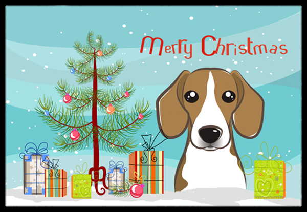 Christmas Tree & Beagle Indoor or Outdoor Mat- 24 x 36