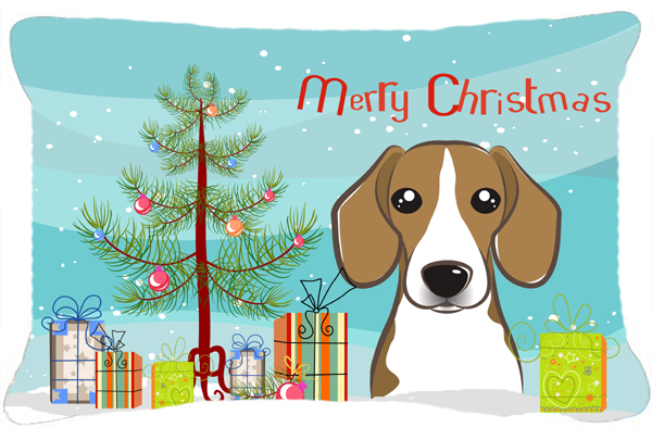 Christmas Tree & Beagle Fabric Decorative Pillow