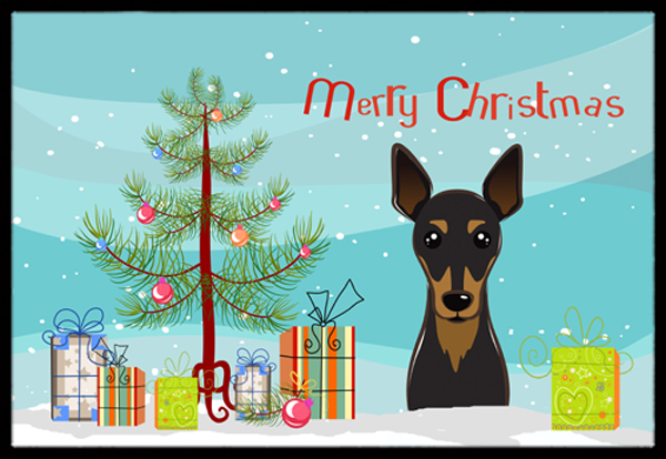 Christmas Tree & Min Pin Indoor or Outdoor Mat- 24 x 36