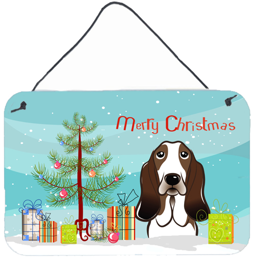 Christmas Tree & Basset Hound Wall or Door Hanging Prints