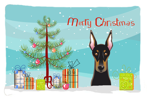 Christmas Tree & Doberman Fabric Standard Pillowcase