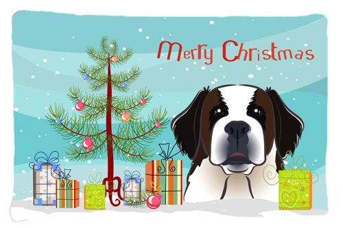 Christmas Tree & Saint Bernard Fabric Standard Pillowcase