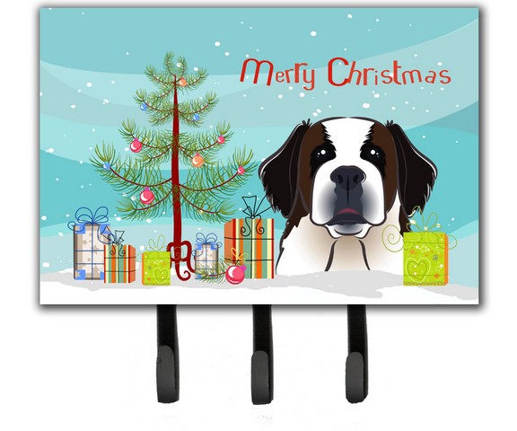 BB1618TH68 Christmas Tree & Saint Bernard Leash or Key Holder