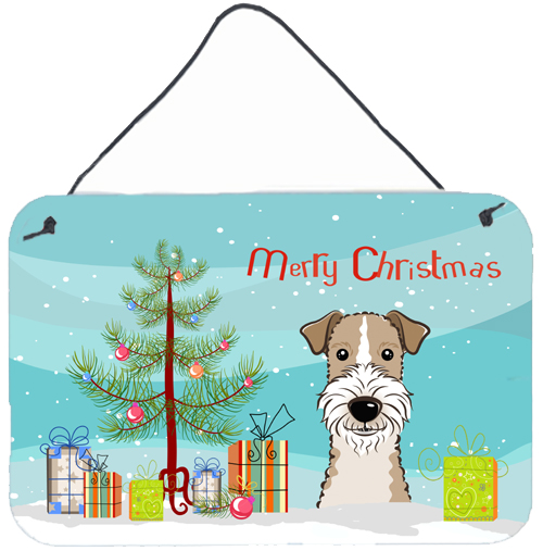 Christmas Tree & Wire Haired Fox Terrier Wall or Door Hanging Prints