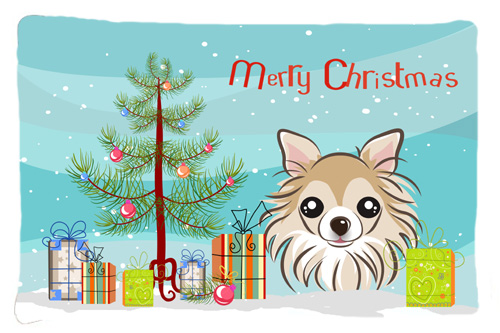 Christmas Tree & Chihuahua Fabric Standard Pillowcase