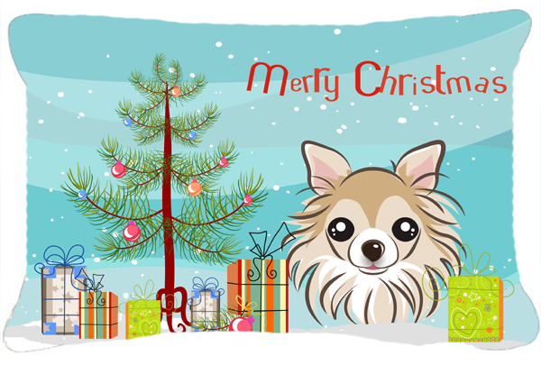 Christmas Tree & Chihuahua Fabric Decorative Pillow