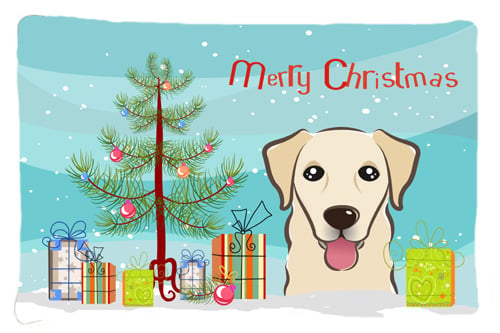 Christmas Tree & Golden Retriever Fabric Standard Pillowcase
