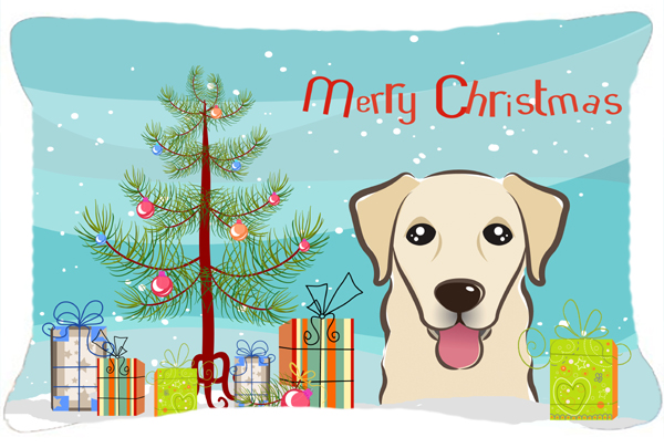 Christmas Tree & Golden Retriever Fabric Decorative Pillow