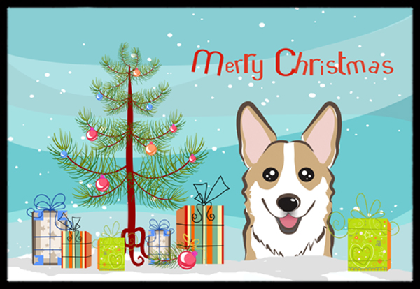 Christmas Tree & Sable Corgi Indoor or Outdoor Mat - 18 x 27