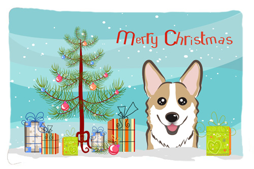 Christmas Tree & Sable Corgi Fabric Standard Pillowcase