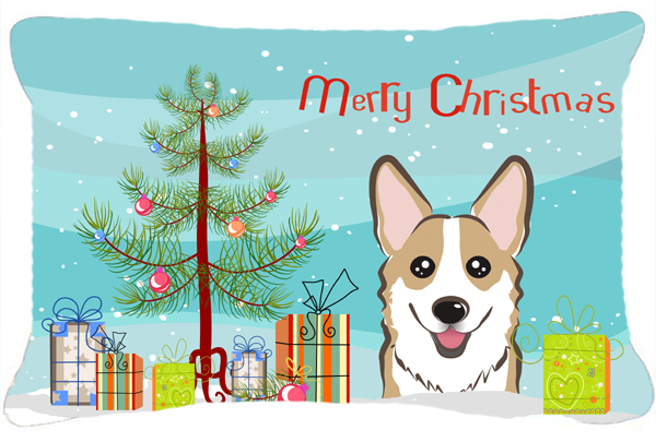 Christmas Tree & Sable Corgi Fabric Decorative Pillow