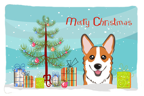 Christmas Tree & Red Corgi Fabric Standard Pillowcase