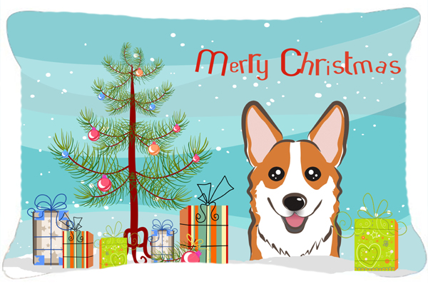 Christmas Tree & Red Corgi Fabric Decorative Pillow