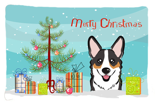 Christmas Tree & Tricolor Corgi Fabric Standard Pillowcase