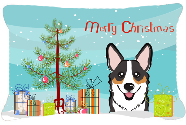 Christmas Tree & Tricolor Corgi Fabric Decorative Pillow
