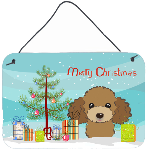 BB1628DS812 Christmas Tree & Chocolate Brown Poodle Wall or Door Hanging Prints