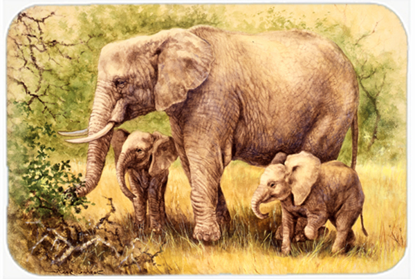 Elephants by Daphne Baxter Glass Large Cutting Board