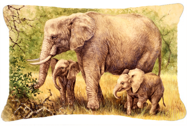 Elephants by Daphne Baxter Fabric Decorative Pillow