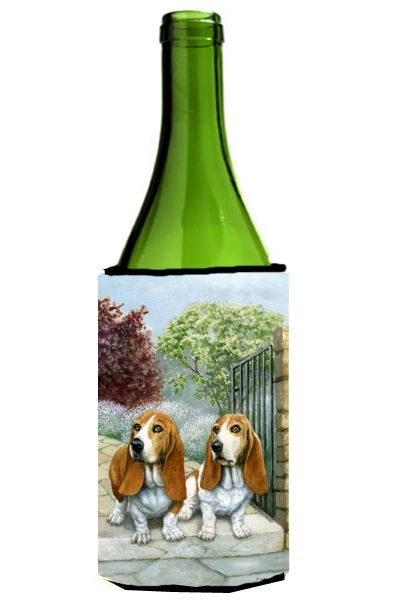Basset Hounds in the Gate Wine Bottle Can cooler Hugger