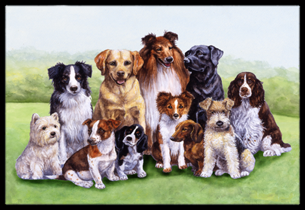 Springtime Dogs Indoor or Outdoor Mat - 18 x 27