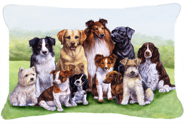 Springtime Dogs Fabric Decorative Pillow