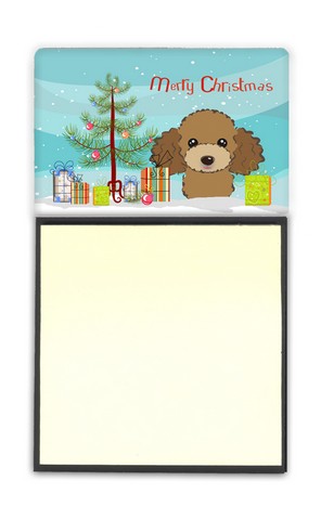 BB1628SN Christmas Tree & Chocolate Brown Poodle Sticky Note Holder