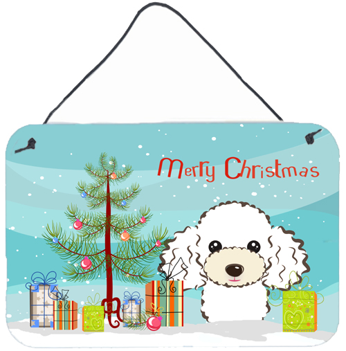Christmas Tree & White Poodle Wall or Door Hanging Prints