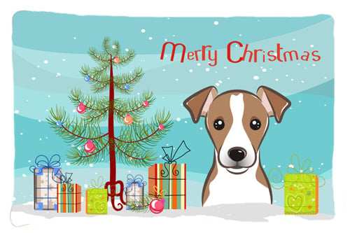 Christmas Tree & Jack Russell Terrier Fabric Standard Pillowcase