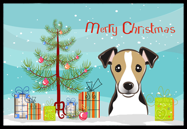 Christmas Tree & Jack Russell Terrier Indoor or Outdoor Mat- 24 x 36