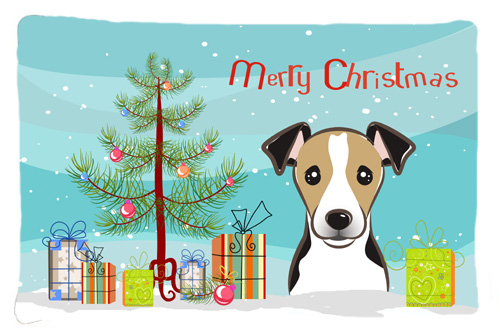 Christmas Tree & Jack Russell Terrier Fabric Standard Pillowcase