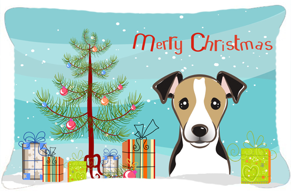 Christmas Tree & Jack Russell Terrier Fabric Decorative Pillow