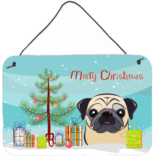 Christmas Tree & Fawn Pug Wall or Door Hanging Prints
