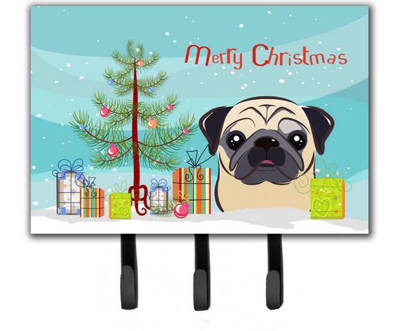 BB1634TH68 Christmas Tree & Fawn Pug Leash or Key Holder