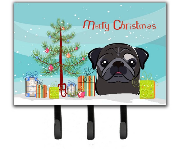 Christmas Tree & Black Pug Leash or Key Holder
