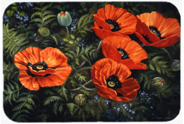 Poppies by Daphne Baxter Glass Large Cutting Board