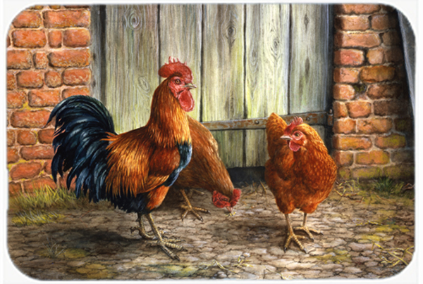 Rooster & Chickens by Daphne Baxter Glass Large Cutting Board