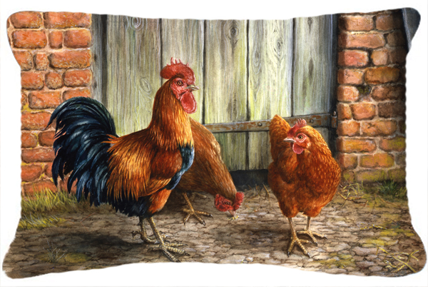 Rooster & Chickens by Daphne Baxter Fabric Decorative Pillow