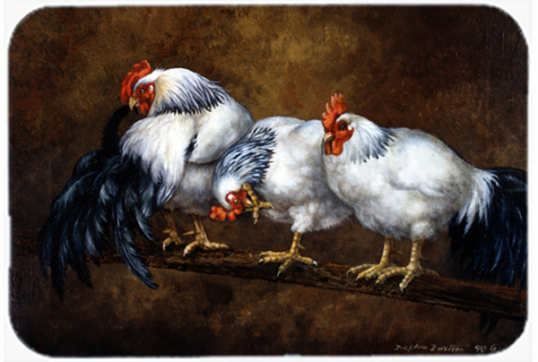 Roosting Rooster & Chickens Glass Large Cutting Board