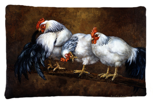 Roosting Rooster & Chickens Fabric Standard Pillowcase