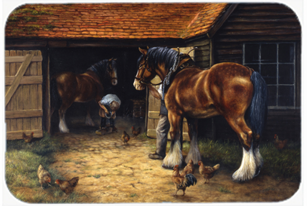 Horse & the Blacksmith by Daphne Baxter Glass Large Cutting Board