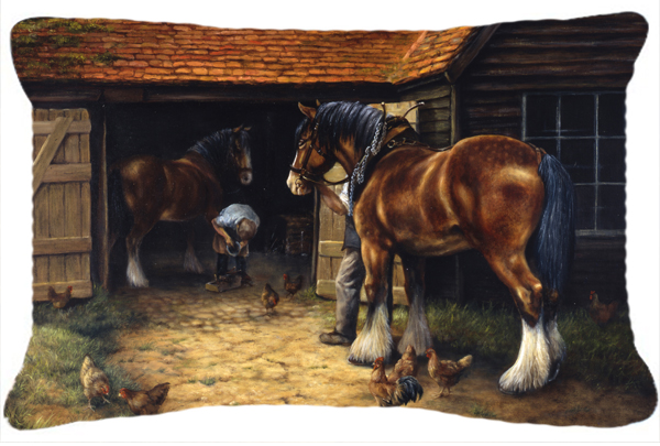 Horse & the Blacksmith by Daphne Baxter Fabric Decorative Pillow
