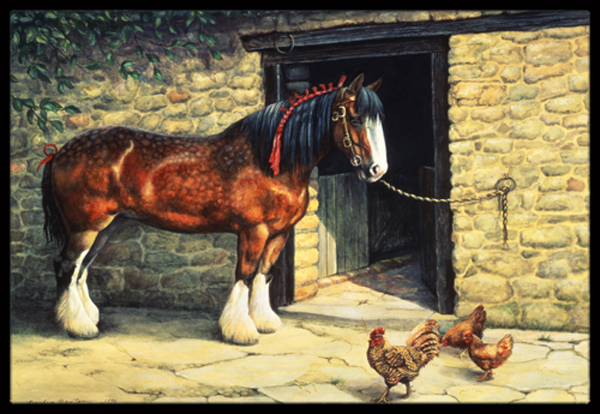 Horse & Chickens by Daphne Baxter Indoor or Outdoor Mat- 18 x 27
