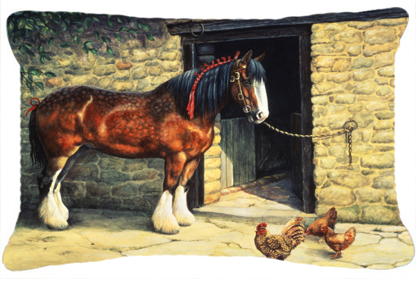 Horse & Chickens by Daphne Baxter Fabric Decorative Pillow