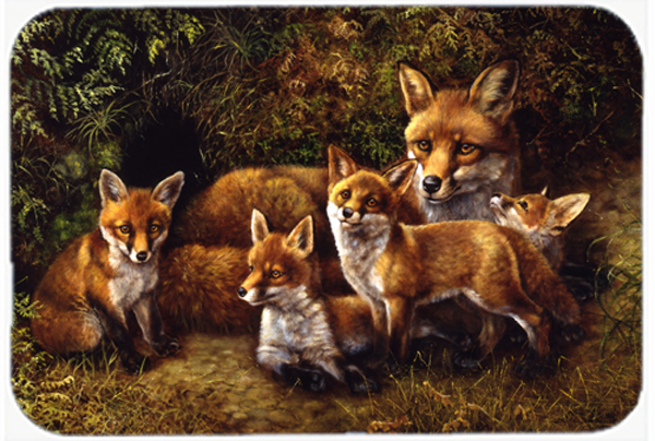 Fox Family Foxes by Daphne Baxter Glass Large Cutting Board