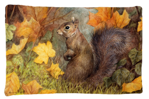 Grey Squirrel in Fall Leaves Fabric Standard Pillowcase
