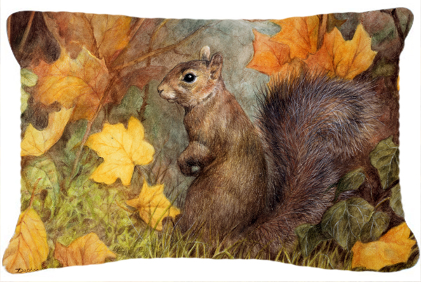 Picture of Carolines Treasures BDBA0097PW1216 Grey Squirrel in Fall Leaves Fabric Decorative Pillow