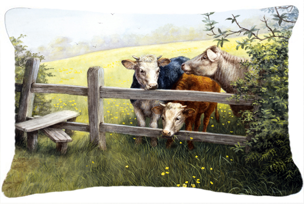 Cows in a Buttercup Meadow Fabric Decorative Pillow