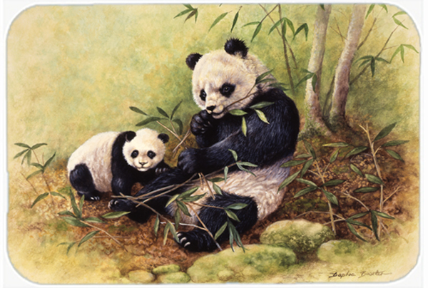 Panda Bears by Daphne Baxter Glass Large Cutting Board